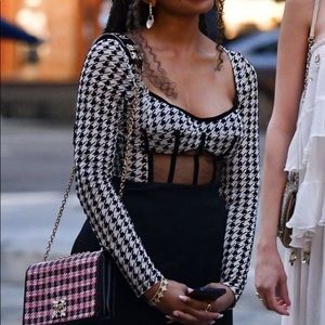 David Koma Houndstooth Corset Bodysuit